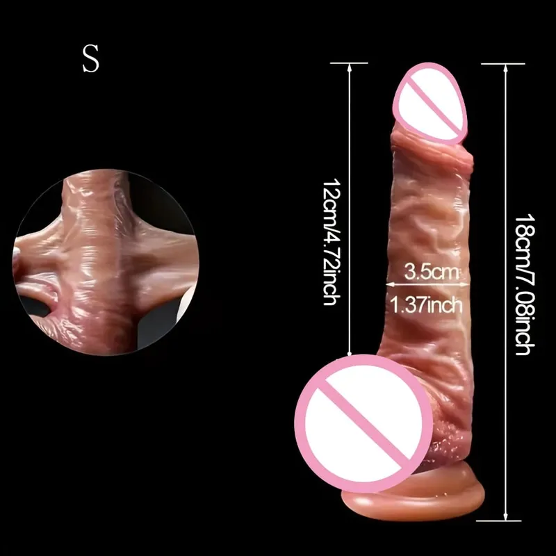 Skin Sliding Foreskin Dildo na may Real Testicles strapon Makatotohanang Dildos para sa Babae Mga Lalaki Lesbian Anal Dick Pang-adultong Sex Toys Penis 18