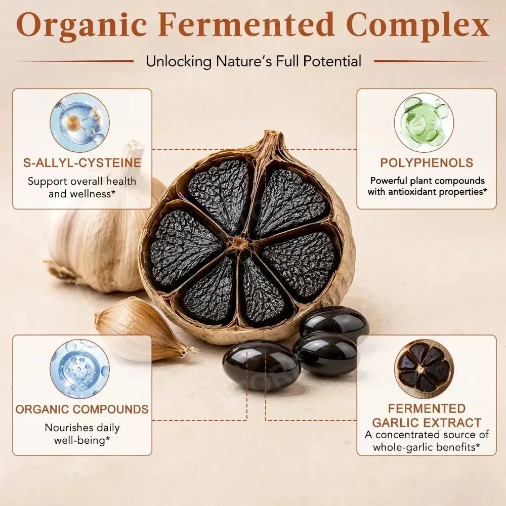 Black Garlic Extract Softgels 600mg 10:1 Concentrate for Heart Wellness Immune Support Digestive Balance Vitality 120 Count — image 4