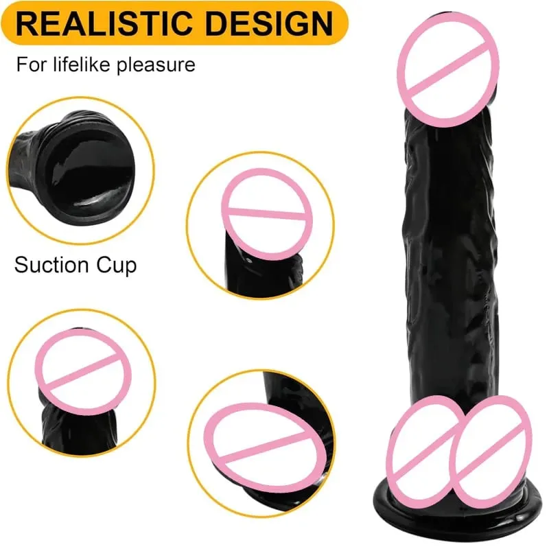 Su geçirmez Gerçekçi Siyah Yapay Penis Masturbators Anal Eşcinsel Yumuşak Klitoris Vajinal Masaj Penis Vantuz Dick Seks Oyuncakları Kadınlar için — image 3