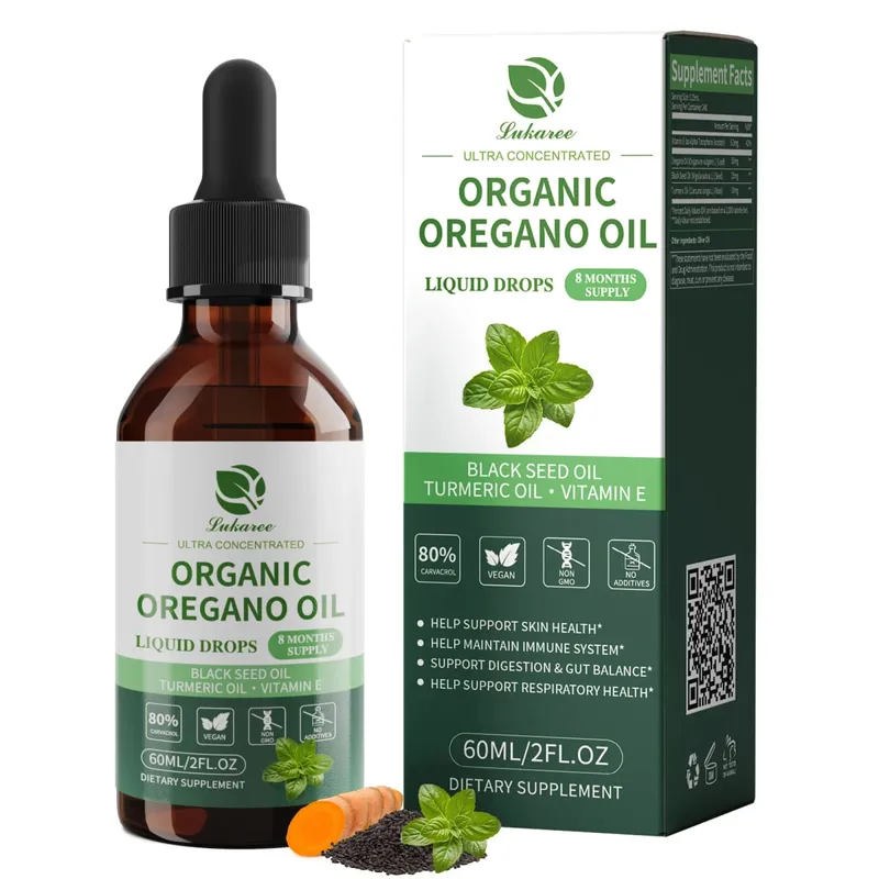Lukaree 60ML Orgainc Oregano Oil Drop Support Respiratory Immune System Health Support Digestion and Intestinal Balance