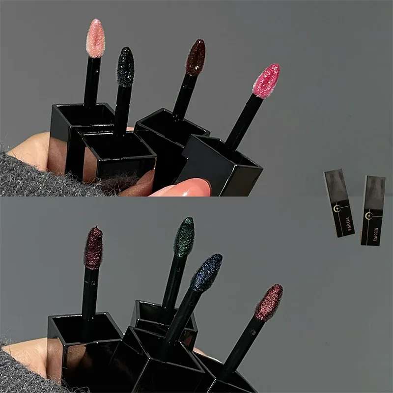 8 Warna Berkilauan Berair Lip Gloss Diamond Pearlescent Metallic Gincu Tahan Lama Melembapkan Tidak Melekit Mekap Parti Halloween