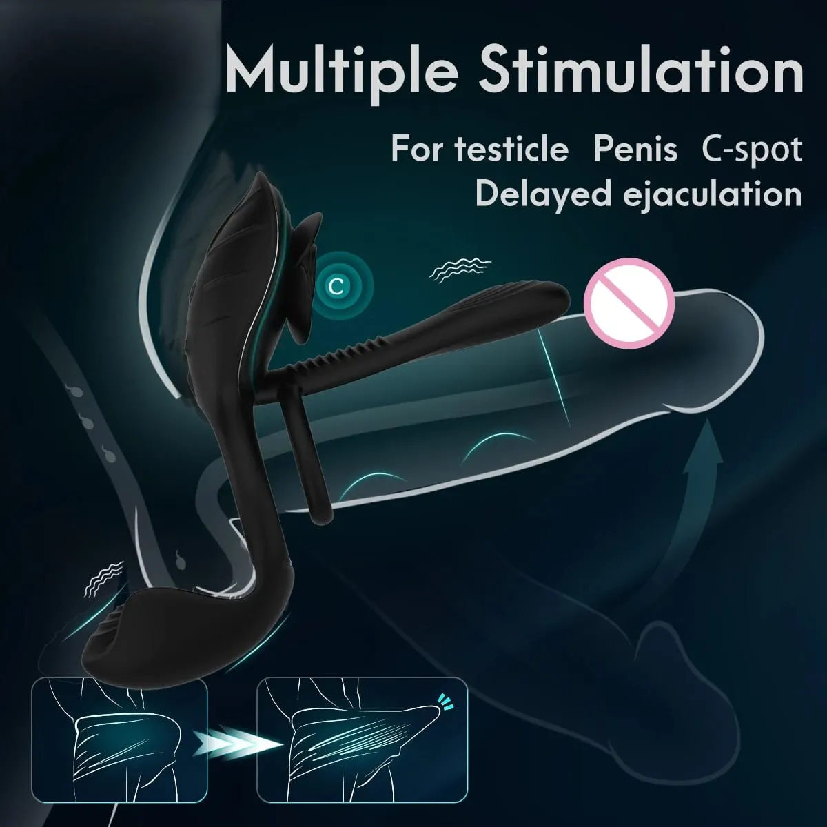 Cock Ring Vibrating for Men Ejaculation Delay Male Erectile Penis Ring G-Spot Clitoris Anal Stimulator Adult Sex Toy for Couples
