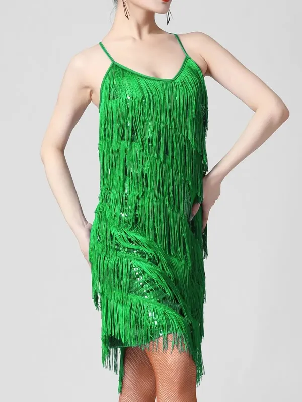 Dam 1920-tal Vintage Great Gatsby Party Paljettklänning Sexig V-ringad Sommar Cami Klänning Guld fransklänning Vestidos Flapper Kostymer — image 14
