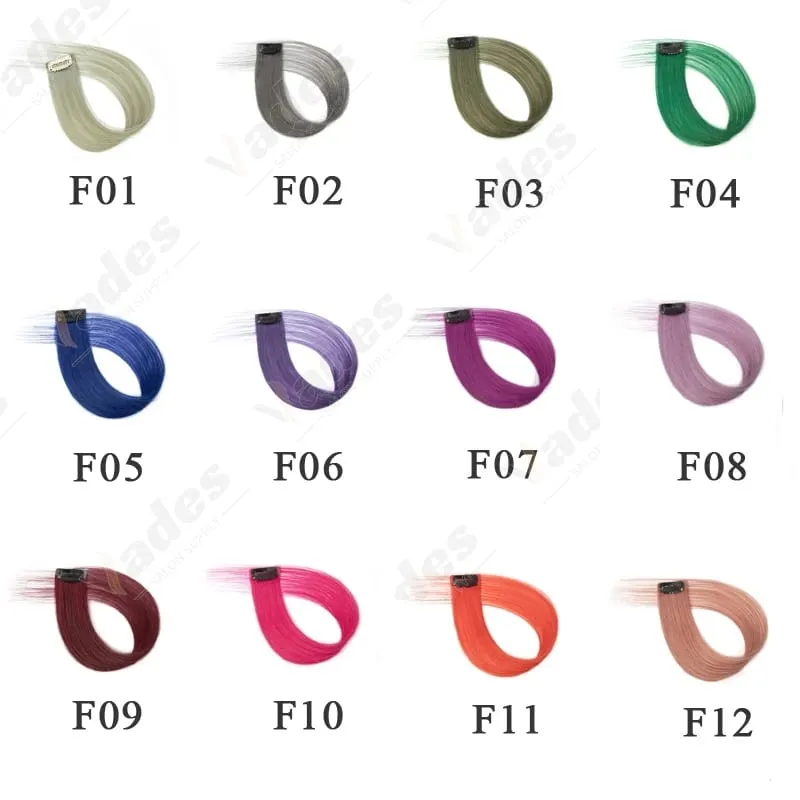 2 Pcs Pink Hair Extensions 16Inches Straight Colored Hair Colorful Clip in Extensions Highlight Party for Girls and Women Gift — image 3