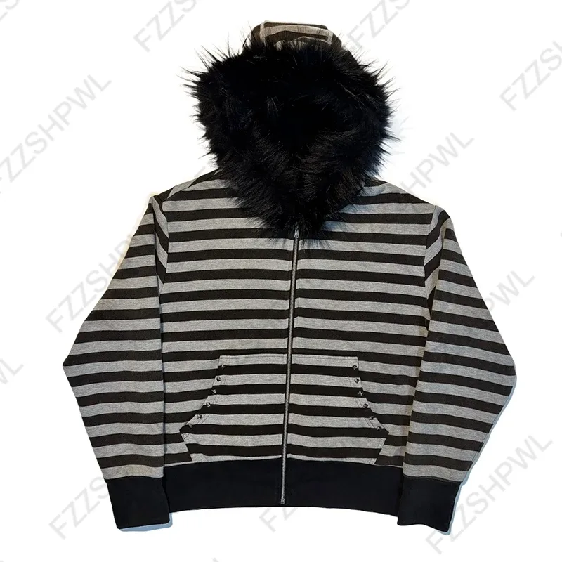 Gótico punk grunge y2k unissex moletom com capuz 2025 novo outono inverno chique cardigan moletom americano retro hip-hop estética streetwear — image 2