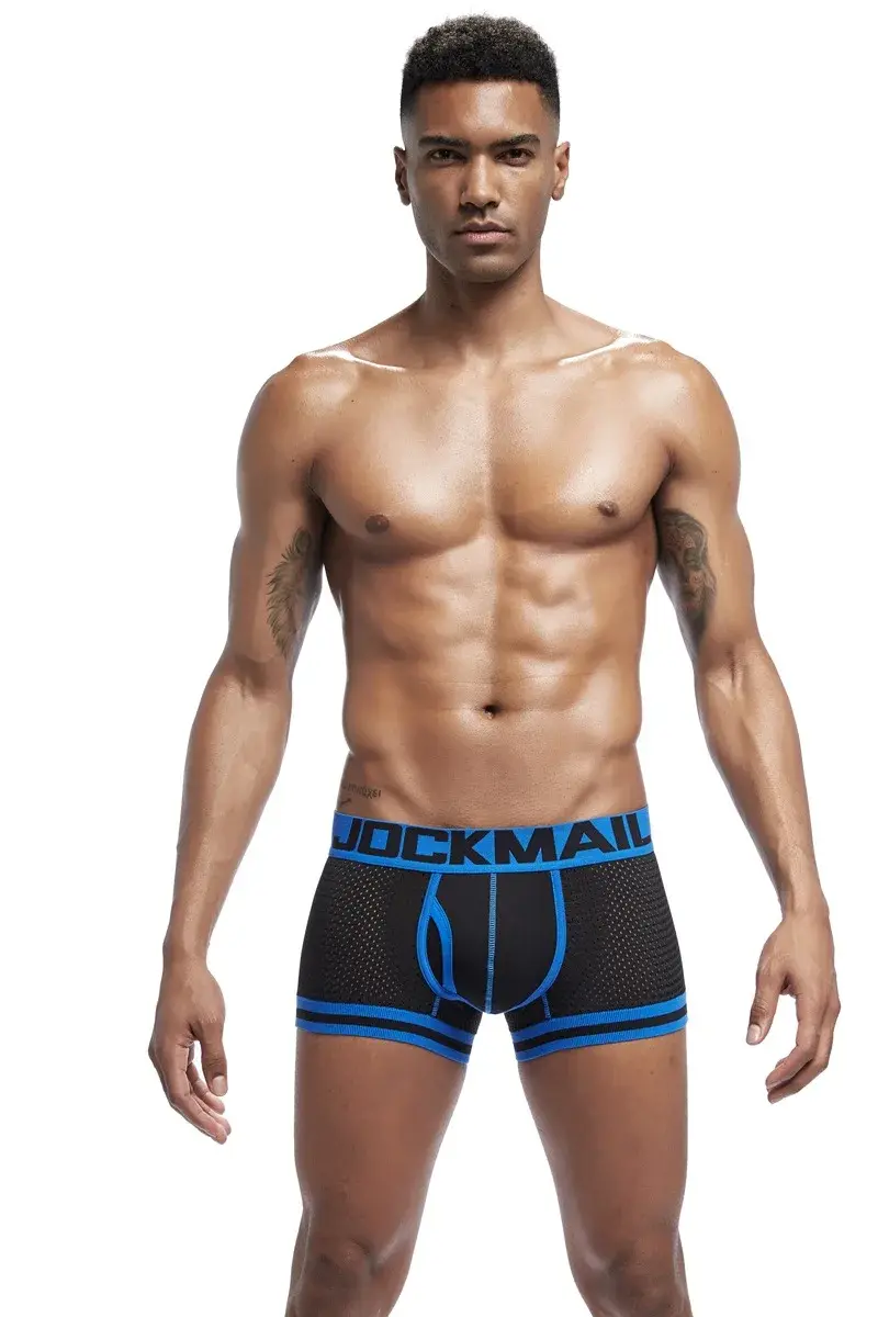 Jockmail 남자 복서 메쉬 속옷 통기성 편안한 부드럽고 편안한 스포츠 반바지 성인 남자 팬티 의류 란제리 — image 10