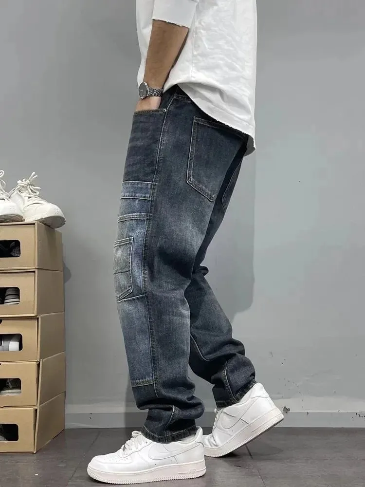Spring/Autumn Fashion Trendy American Retro Straight Leg Stretch Denim Jeans Men's Casual Loose Fit Sports High Quality Jeans — image 8