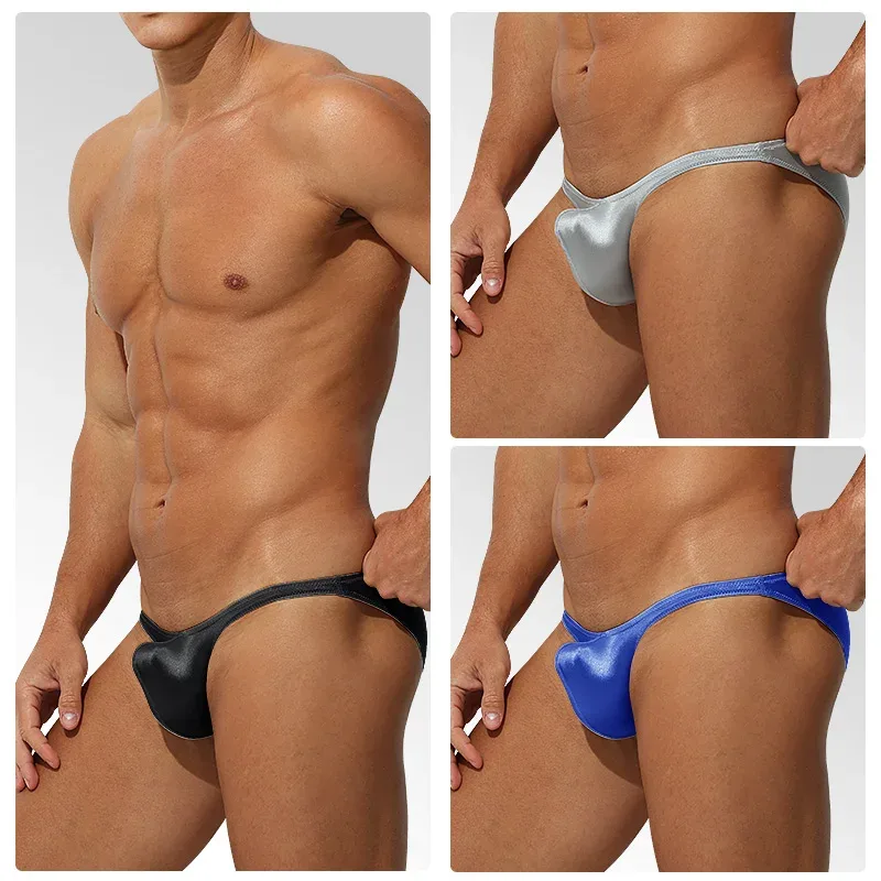 Intimo da uomo in raso di seta ghiaccio a vita bassa Aderente sportivo StyleJJ Boosting slip sensuali di lusso Youth Nylon Spandex — image 15