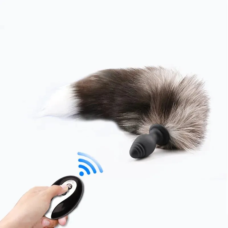 Fox Tail Anal Plug na may Remote Control Vibrating - Faux Fur at Silicone Role Play Pang-adultong Laruang Multi-Color BDSM Sex Toys para sa Mag-asawa — image 2