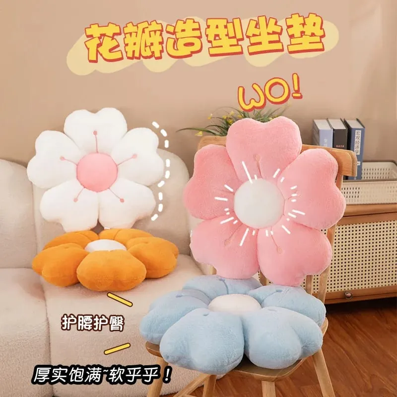 Plush Pillow Comfortable Daisy Flower Shaped - Cute Decorative Pad for Bed and Sofa Soft Polyester Fabric — image 2