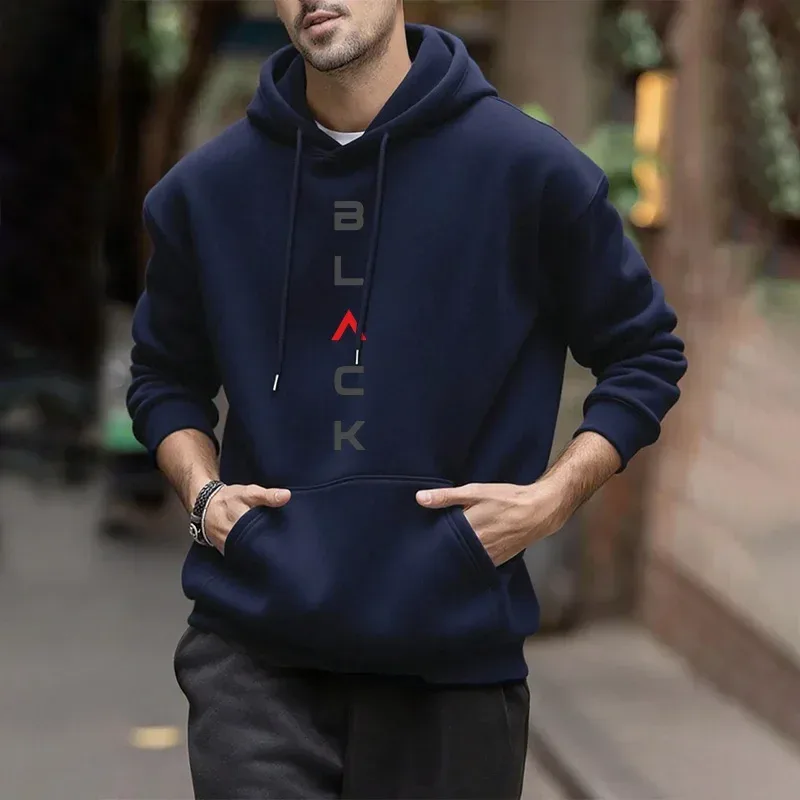 Black Letter Print Hoodies for Man Autumn Winter Hot Sale High Quality Hooded Sweatshirt Home Outdoor Casual Sport Warm Pullover — image 17