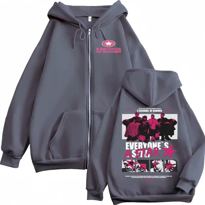 5 Segundo ng Tag-init Lahat ay Bituin 2026 World Tour Zipper Hoodies Coat Lalaki Babae Harajuku Hip Hop Rock Punk Jacket Sweatshirt — image 4