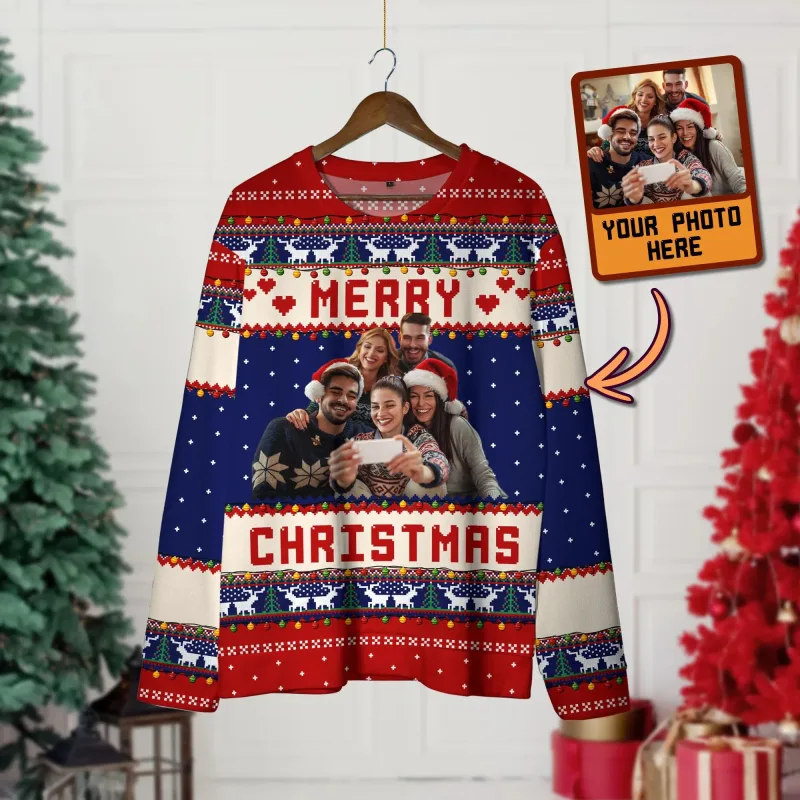 Personalizado sua foto 3d impressão feia camisola de natal diy rosto família pullovers imagem engraçada moletom personalizado presente de natal unisex — image 6