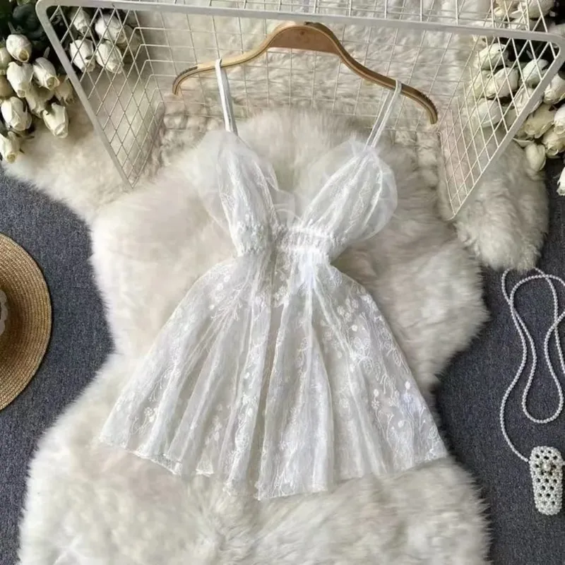 Woman Plus Size Sexy V-Neck Strap Dress Lace Trim Slim Short Dress Women Fashion Comfortable Dress Party Hotsweet — image 34