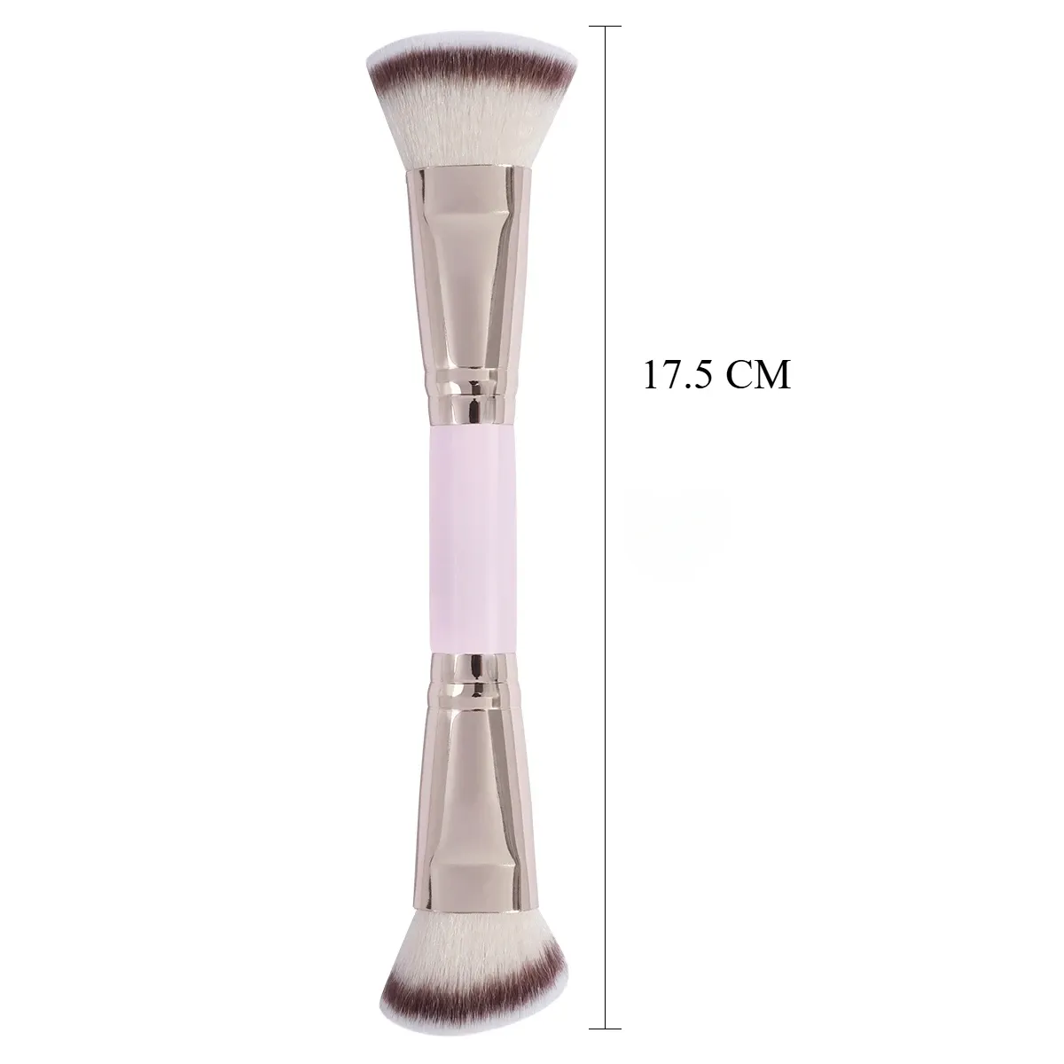 Double Head Makeup Brushes 2 In 1 Flat/Angled Foundation Concealer Contour Brush para sa Blending Loose Powder Liquid Cream — image 6