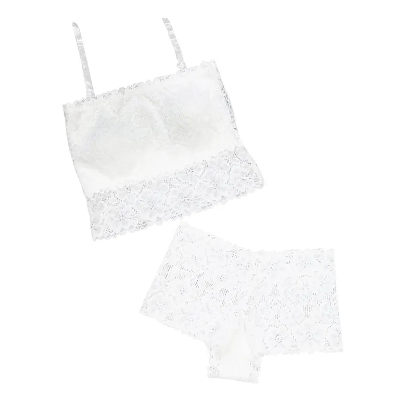 Women Wireless Hollow Out Backless Lace Bra Set Spaghetti Strap Elegant Lace Panties Soft Underwear Women Lingerie Set — image 8