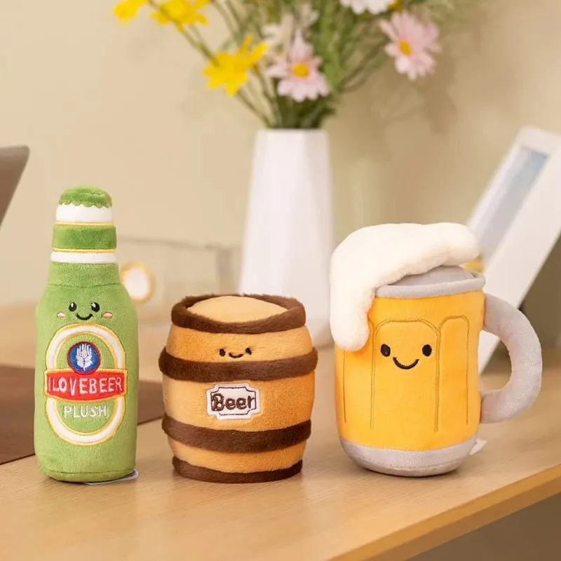 11~19cm Cute Beer Glass Bottle Drink Can Beer Barrel Plush Pillow Stuffed Kawaii Humanoid Plushie Party Prop Man Gift — image 6