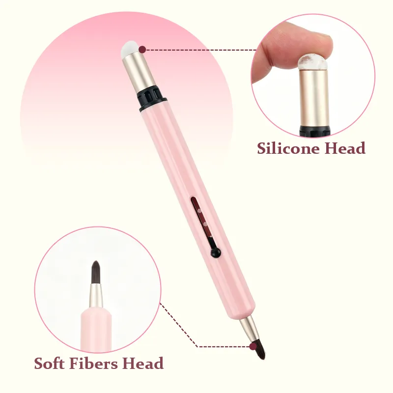 1pcs Retractable Dual Ended Lip Brush Silicone Blending Head Soft Fiber Makeup Tool for Lipstick Lip Gloss Applicator Brushes — image 3