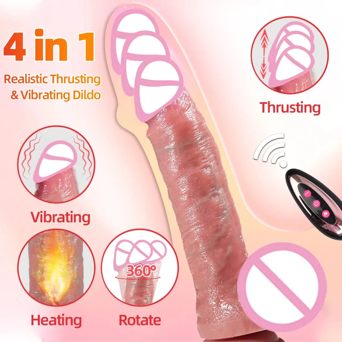 Thrusting Dildo Vibrator Sex Toys Adult Toys Realistic Silicone Suction Cup G-Spot Anal Stimulation Strapless Strap-On Dildos