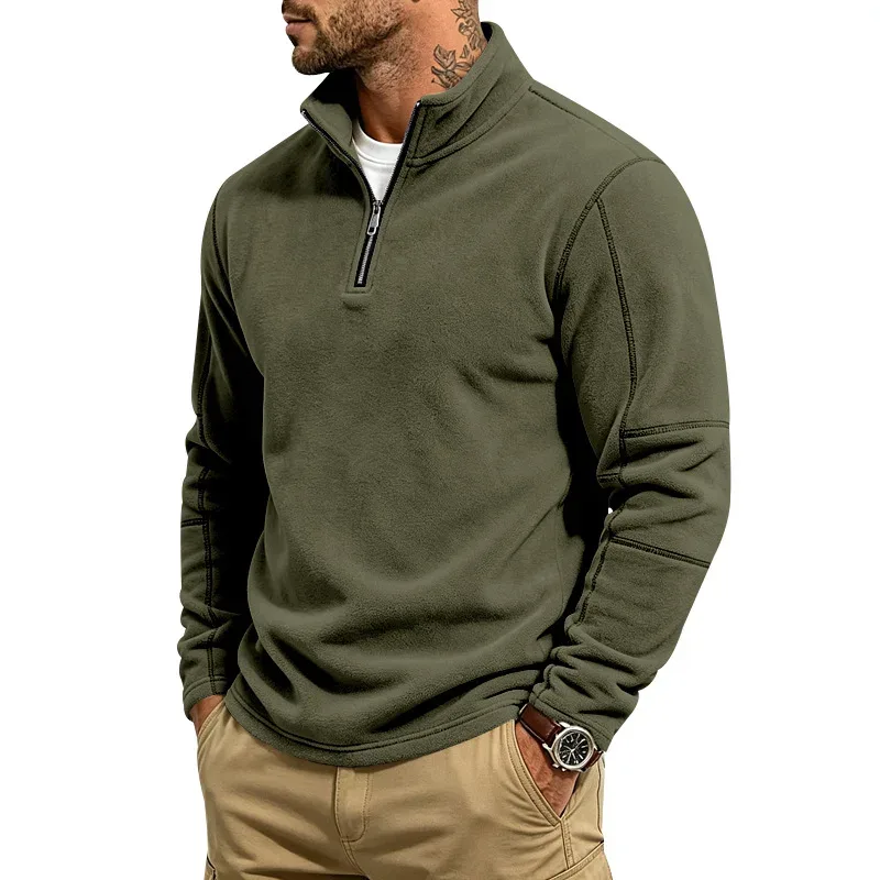 Men's Quarter Zip Polar Fleece Pullover Stand Collar Long Sleeve Casual Warm Sweatshirt For Autumn Winter Daily Commute Wear — image 18