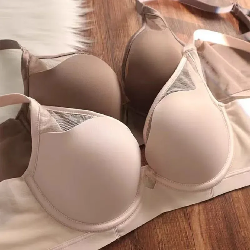Artı boyutu dikişsiz ince Push Up iç çamaşırı kadınlar için büyük göğüsler daha küçük görünüyor anti-sarkma yumuşak balenli sutyen — image 4