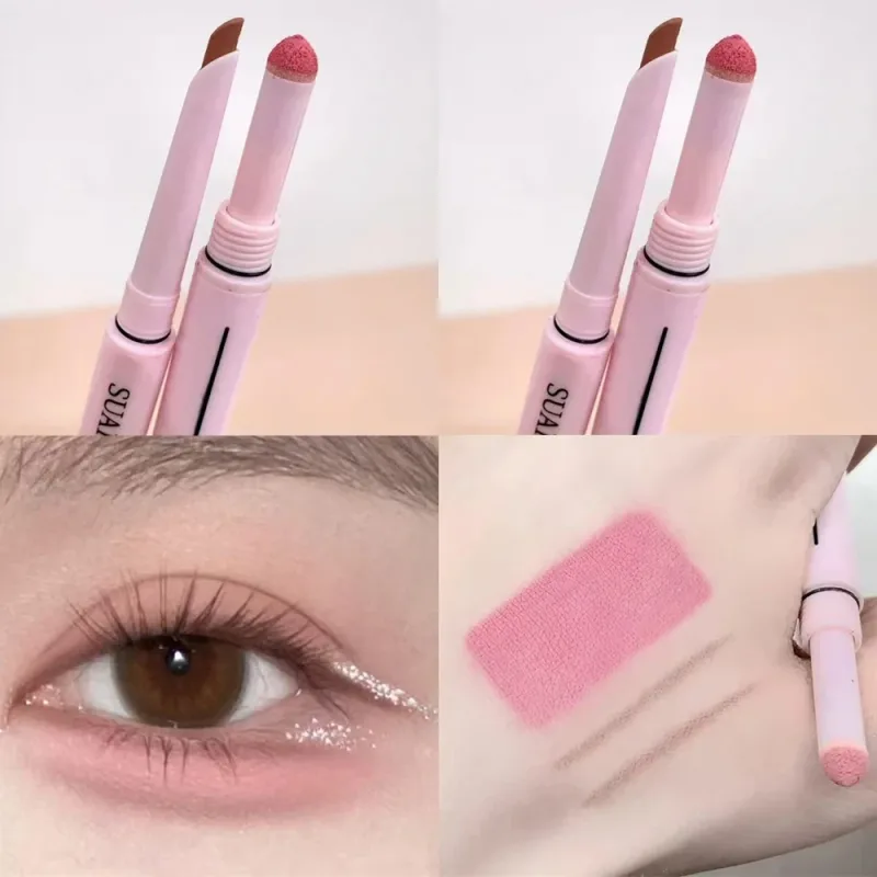 Dual End Glitter Matte Aegyosal Pen Brightening Highlight & Shadow Stick Eye Makeup Lying Silkworm Eyeliner Gel Pencil 애교살 펜