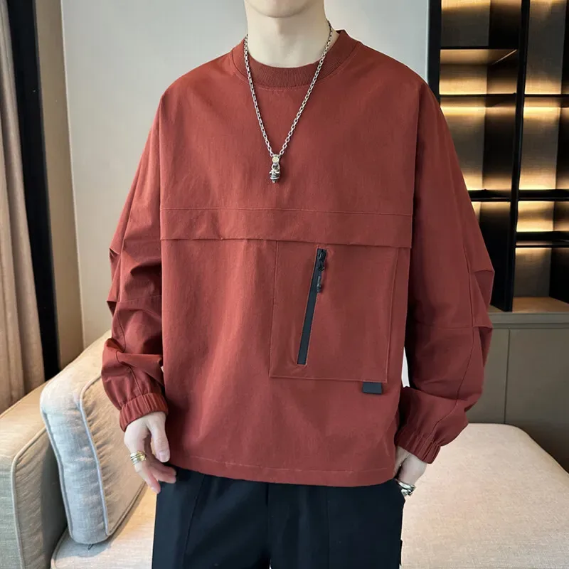 Ležérní Pánské lehké a prodyšné pulovry Jaro Léto Nylonové natahovací mikiny Streetwear Jednobarevné mikiny Oblečení — image 4