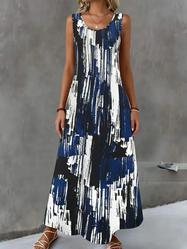 Women's Summer Dress Simple Grid Pattern Design Fashion Round Neck Woman Clothes Casual Cool Sexy Sleeveless Dresses for Woman — image 9