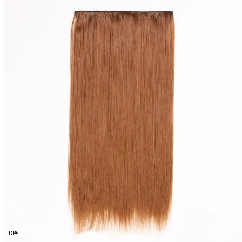 Hairpiece 5-Clips One Piece Clip-In Hair Extension Long Straight Hair Voluminous Natural Soft Synthetic Hair for Women Daily Use