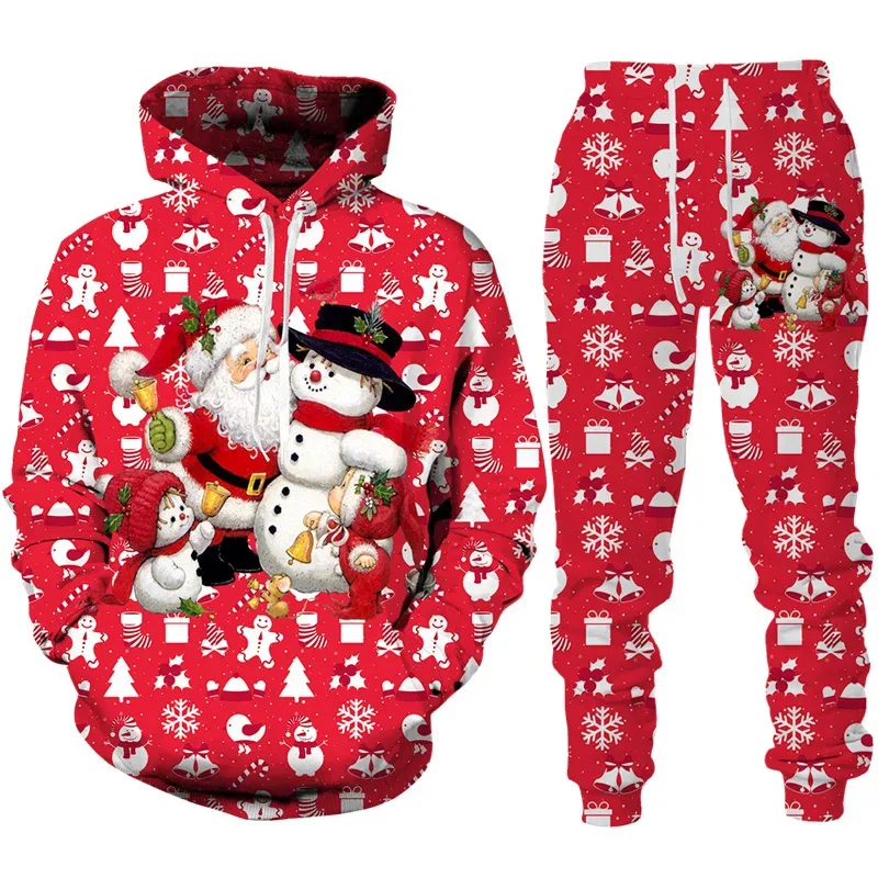 Fashion Funny Santa Claus 3D Print Tracksuit Set Man Woman Hoodie+Pants 2pcs Set Oversized Casual Christmas Party Couple Clothes — image 14