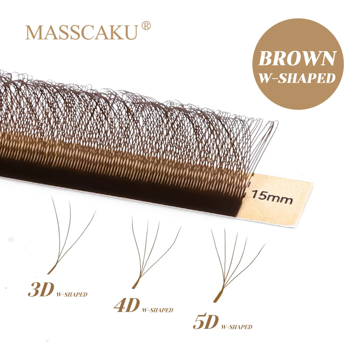 Brązowe przedłużanie rzęs 3D/4D/5D w kształcie litery W 8-15mm długość mieszana ręcznie tkane gotowe wentylatory objętościowe produkty do makijażu rzęs — image 4