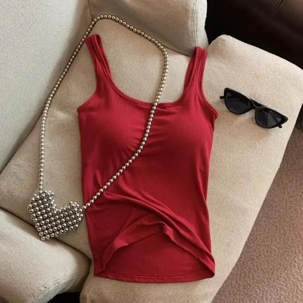 Fashion Solid Color Bodycon Top with Chest Pad Sleeveless Tank Top Clubwear Backless Vest for Women — image 5