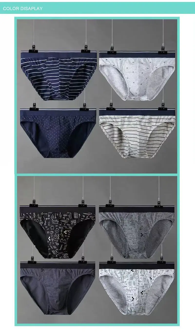 4 pçs/lote cuecas masculinas lingerie sexy calcinha masculina de algodão respirável cueca listrado calcinha lotes por atacado — image 3
