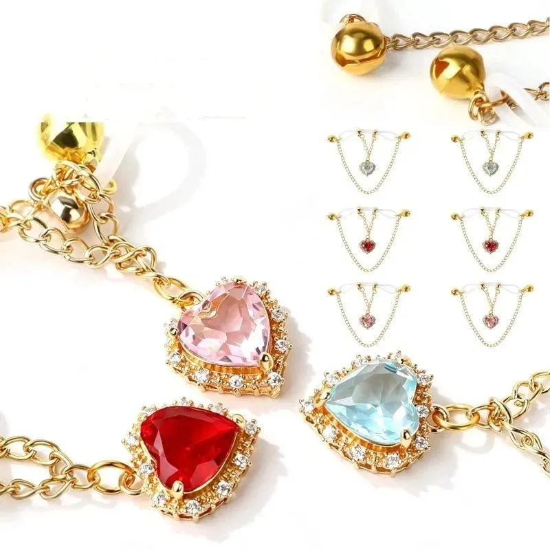 [NM]1 Pair Heart-shaped Gemstone Breast Clips Nipple Stimulator Sex Toys For Women Couple Nipple Clamps Adult Supplies[NM]
