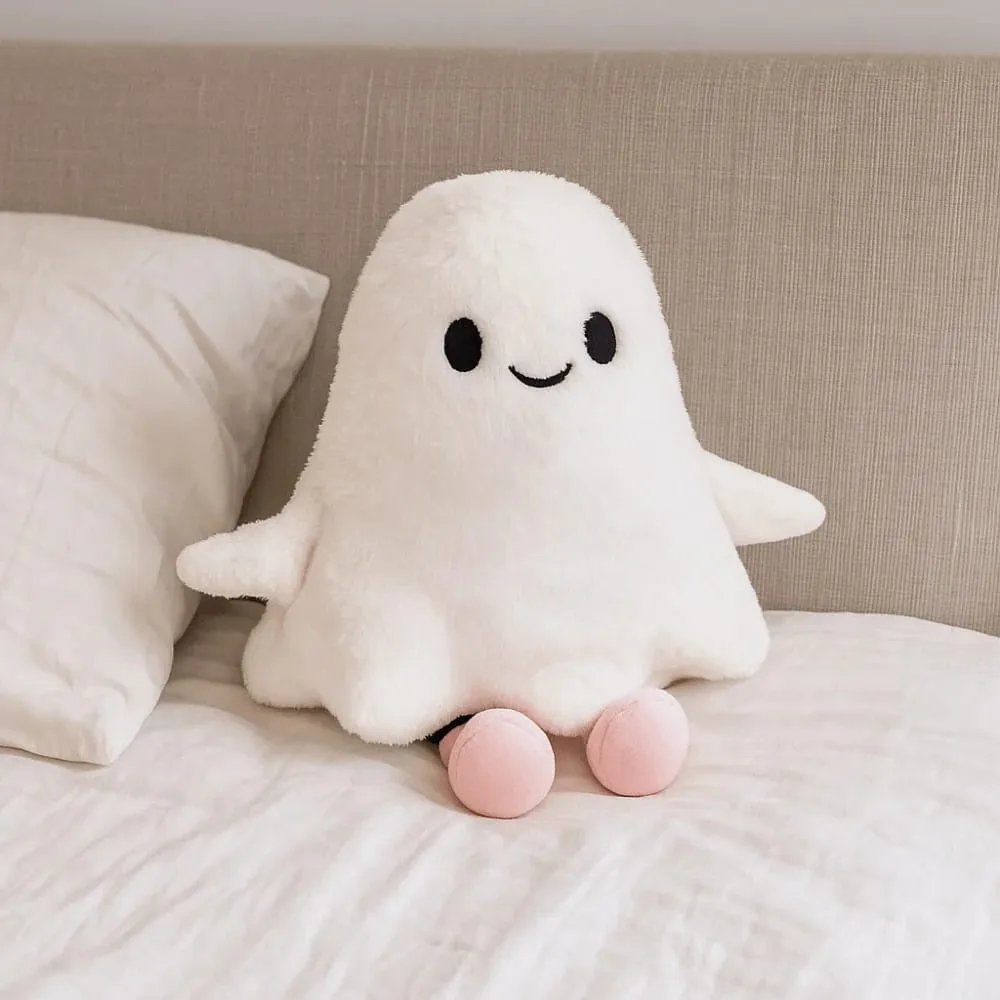 Simulation Little Ghost Interactive Handmade Cartoon Ghost Fluffy Collection Holloween Ghost Pillow Home Decor — image 3