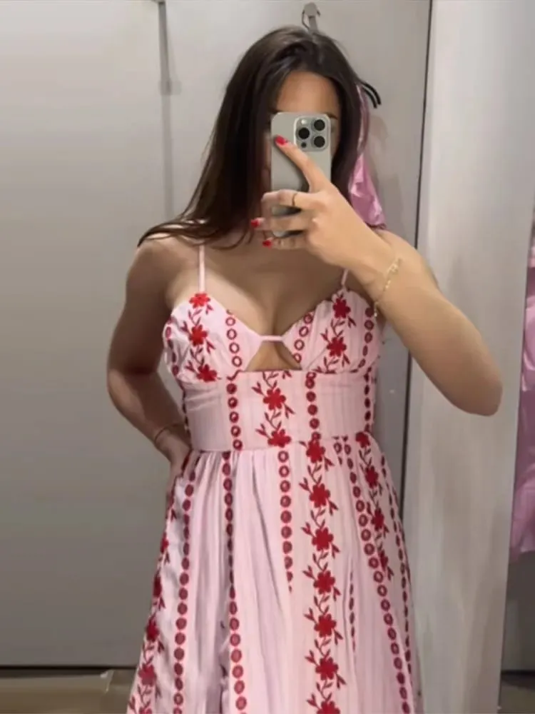 Sleeveless Women's Floral Print Maxi Dress Spaghetti Strap Sweetheart Neck Flowy Boho Vacation Dresses Summer New Cute Wear — image 1