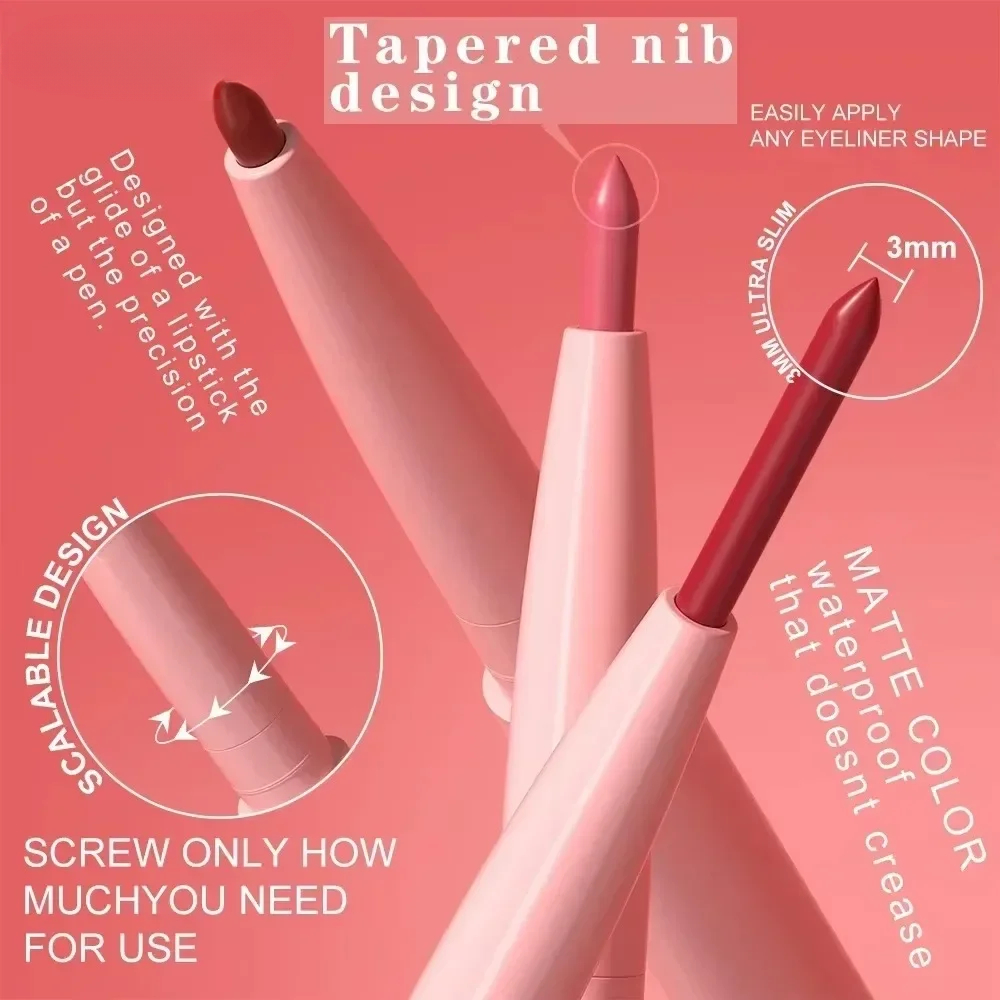 1 db Tapered Nib ajakkontúr ceruza matt dúsító ajakfolt tartós vízálló finom ajakrúzs karcsú ajakkontúr smink rózsaszín — image 7