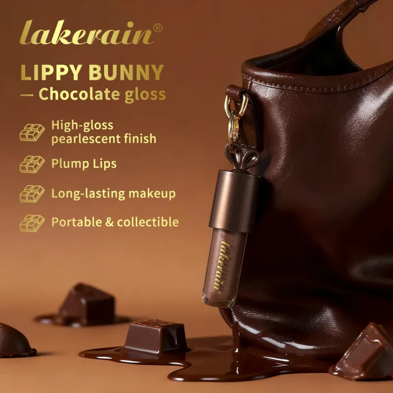 Lakerain チョコレートラビットリップグロスロングラスティング水分補給ミラー効果保湿滑らかでベタつかないリッピーバニー口紅 — image 3
