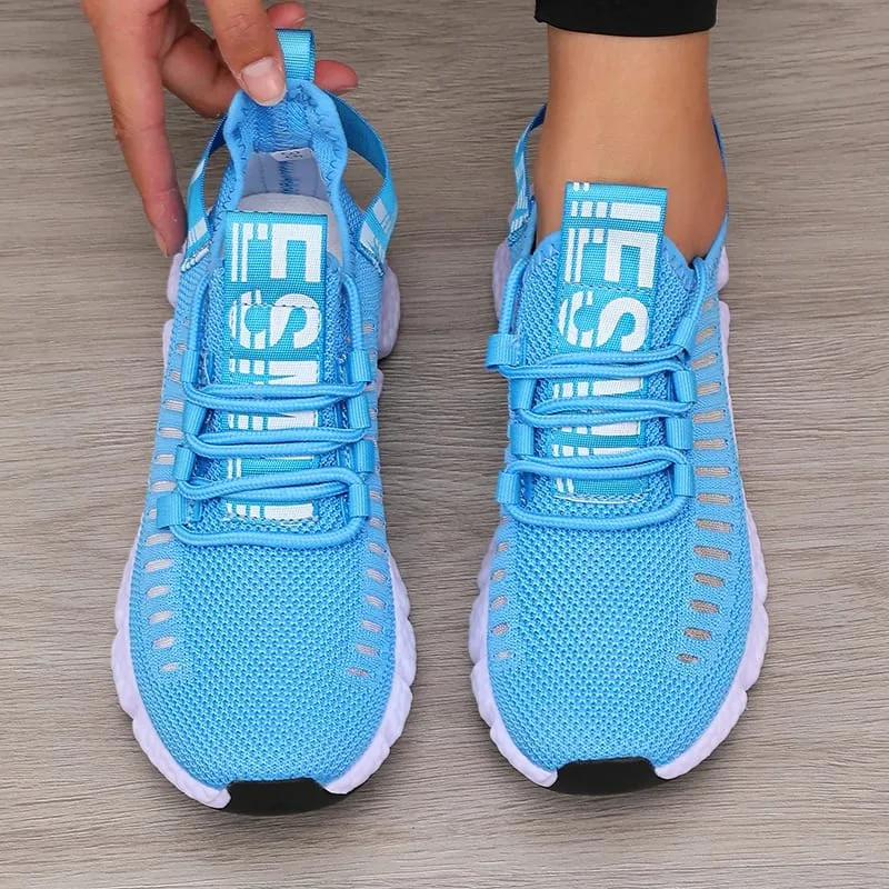 Women's Sports Shoes Mesh Lightweight Soft Sole Jogging Strap Breathable Fashion Sports Walking Casual Tennis Flat Shoes for Men — image 3