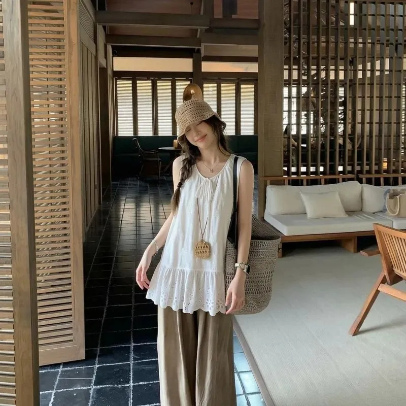 Loose Sleeveless Lazy Style Solid Simplicity Vest Top Summer New Thin All-match Casual T Shirts Fashion Korean Women Clothing — image 4