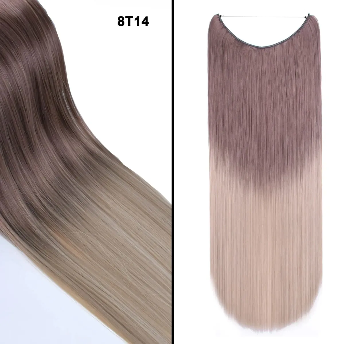Jeedou Wavy Hair Extension Elasticity Invisible Wire Fish Line One Piece No Clips Synthetic Hairpieces Ombre Color For Ladies — image 12