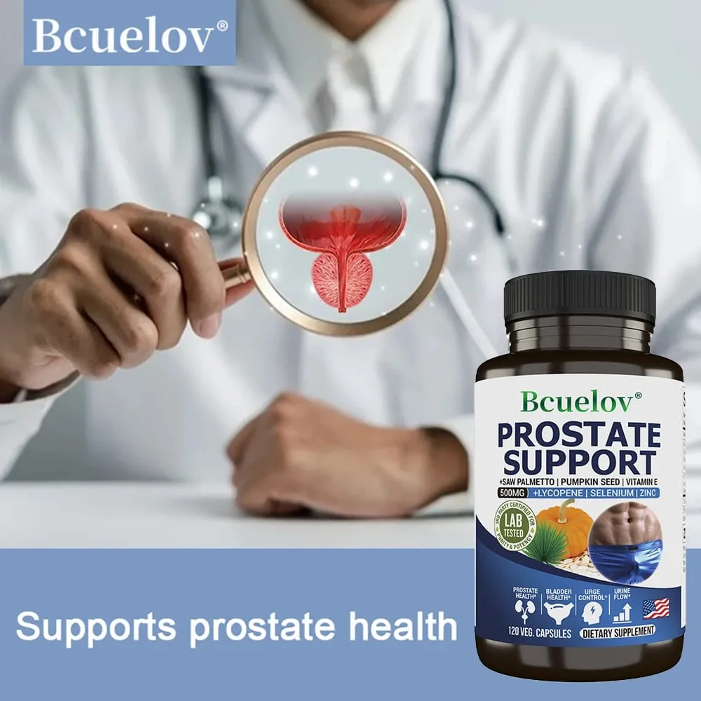 Men's Prostate and Bladder Support Capsules - Saw Palmetto Lycopene Pumpkin Selenium - Reduces Urinary Frequency
