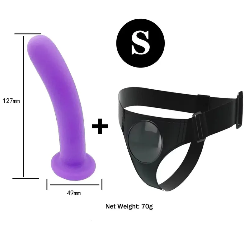 Adjustable Silicone Strap On Dildo Harness with Strong Suction Cup Slim Curved Pegging Dildo Wearable Sex Toy for Women Men Cou — image 13