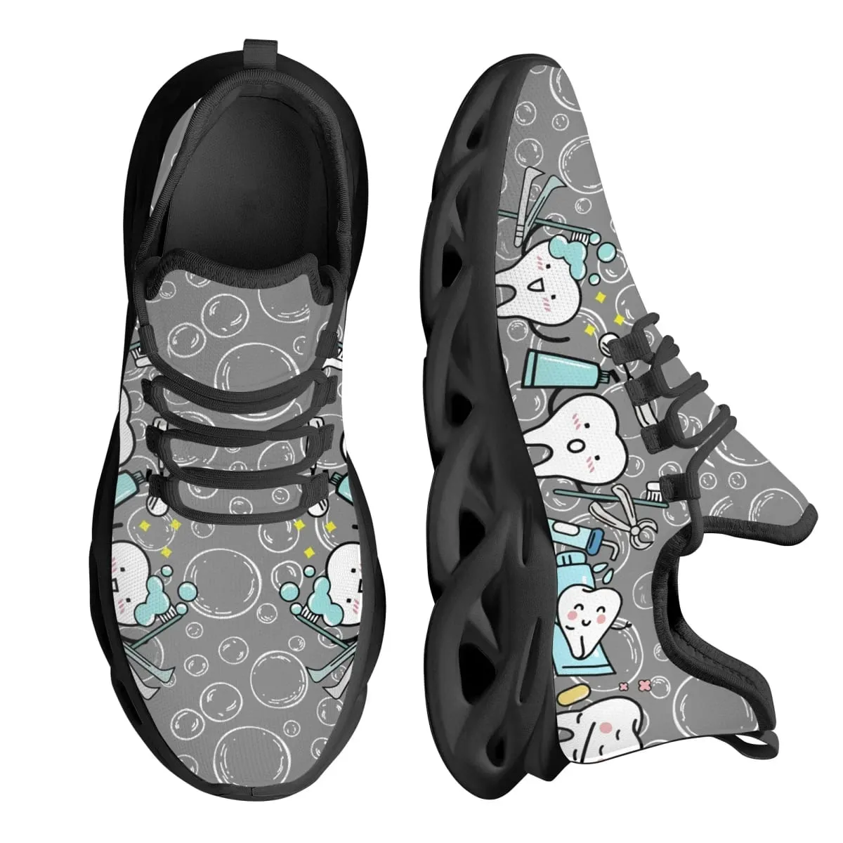 Casual Women's Dental Shoes Funny Teeth Dentist Design Flats Lace-up Sneakers Spring Breathable Beach Walking Shoe New Fashion — image 13