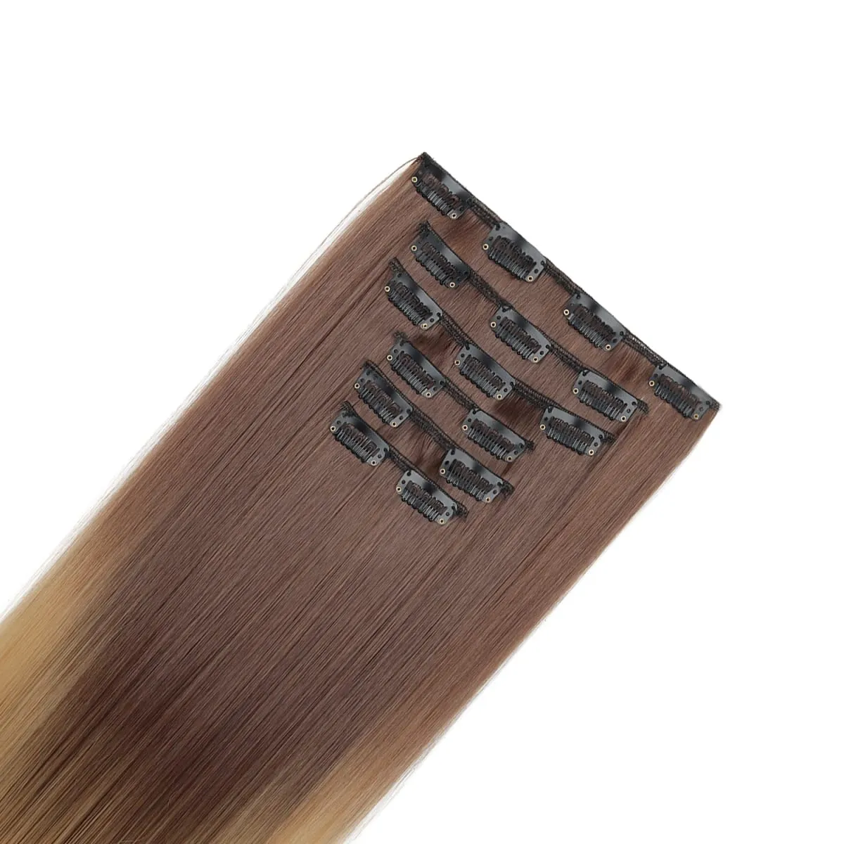 Long Straight Hair Clip in Hair Extensions 24inch 140g 6pcs/set Women Ombre Synthetic Hair Full Head soft easy to wear stylish
