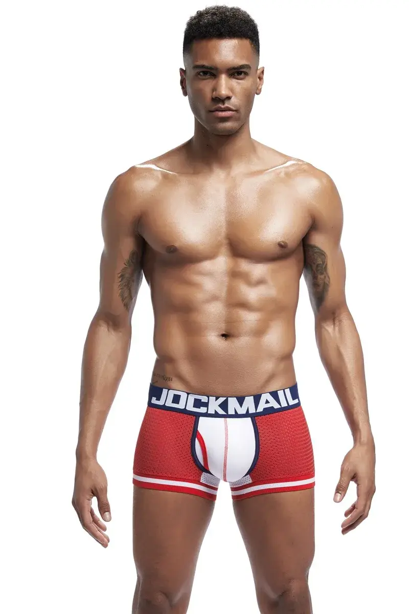 Jockmail 남자 복서 메쉬 속옷 통기성 편안한 부드럽고 편안한 스포츠 반바지 성인 남자 팬티 의류 란제리 — image 13