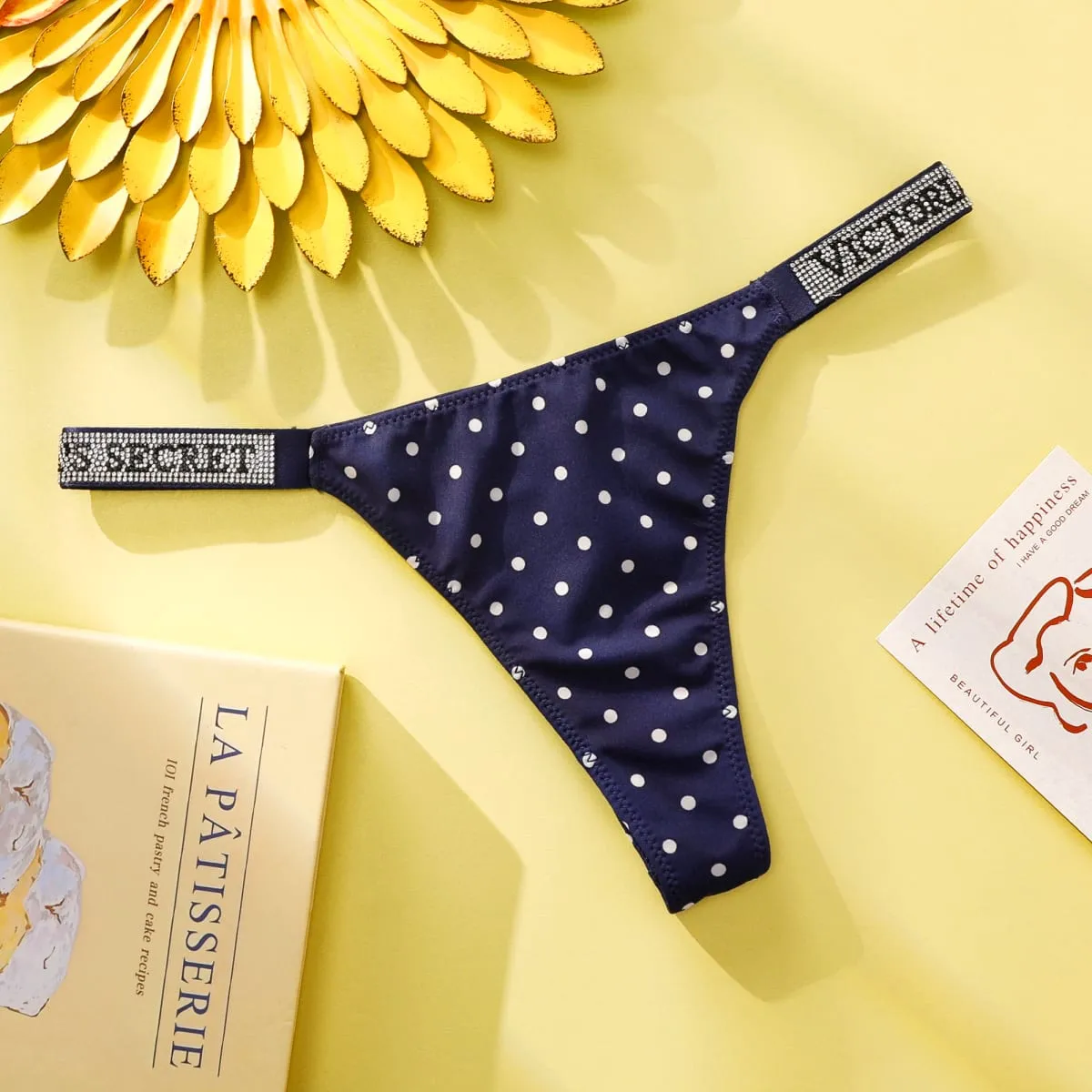 VS Underwear Thong Hipster Seamless Women Polka Dot Lace Bikini Cheeky Panties Set Victoria Secret Breathable Cotton Hipster — image 5