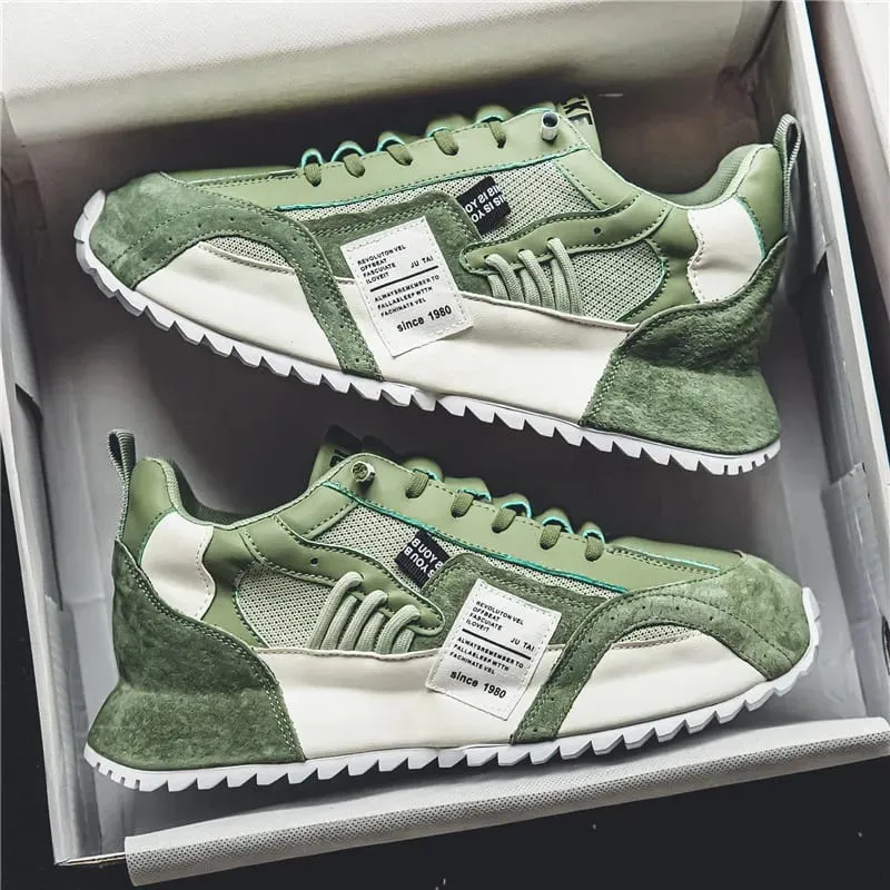 Men Sneakers Spring Summer Retro Casual Shoes Platform Chunky Patchwork Mesh Lace Up Walking Male Running Footwear — image 6