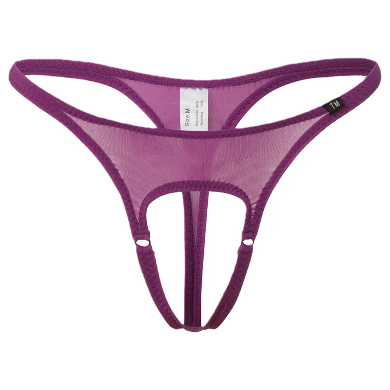 Sexy Men Underwear Thongs with Front Open Pouch Low Rise Fit High Elastic Stretch for Club Party 95%Polyester+5%Spandex — image 3