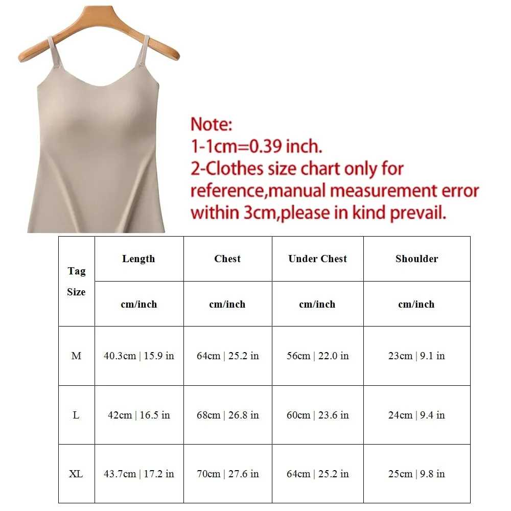 Built-in Bra Cami Tank Top Adjustable Spaghetti Strap U-Neck Padded Bust Support Shapewear Seamless Slim Undergarment Vest — image 6